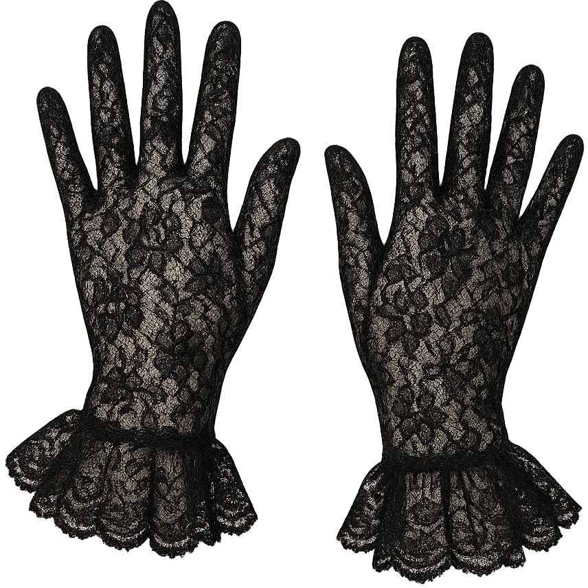 lace gloves in aristocrat goth style, black lace, elegant and delicate emoji