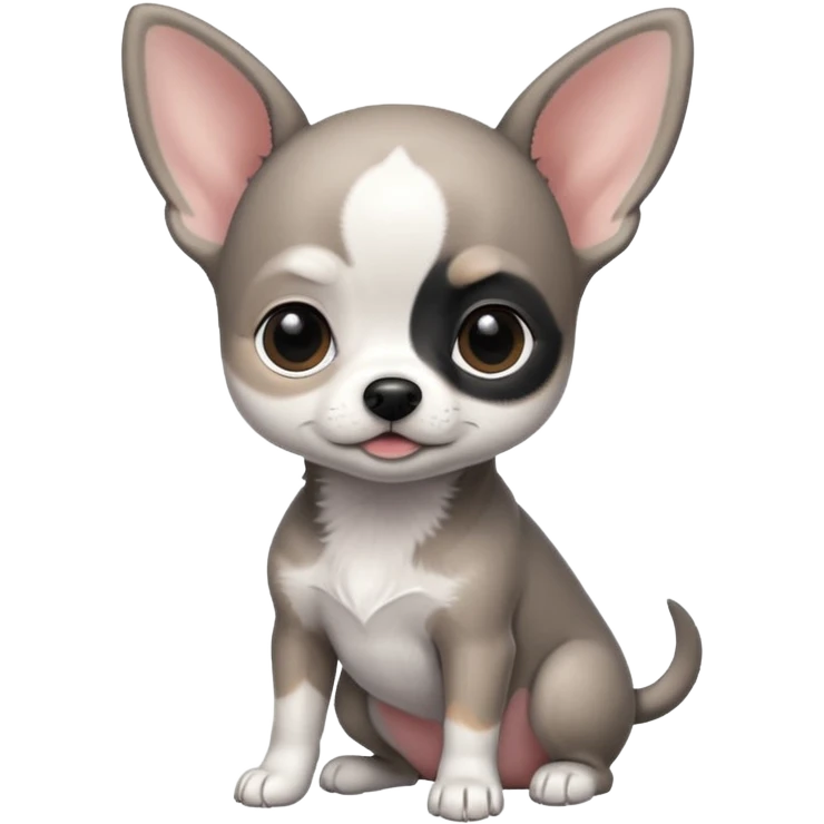 Grey - black -white baby Chihu dog emoji