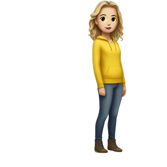 White Girl standing in yellow puddle emoji