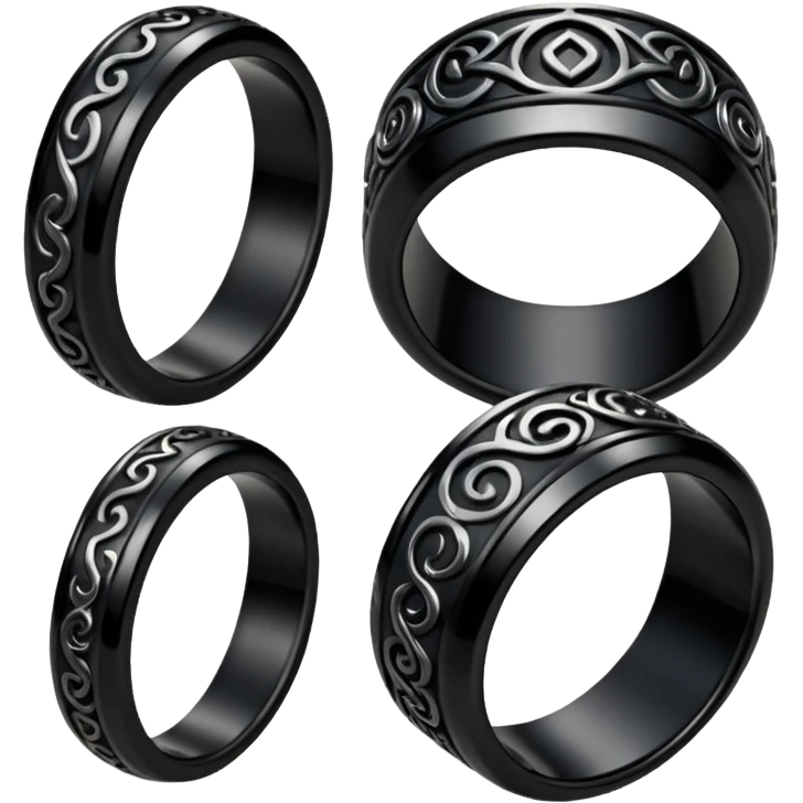 iOS emoji, minimal dark fantasy ring, black metal, flat emoji