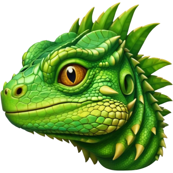 iguana's face  with the eyes that have like swirls emoji