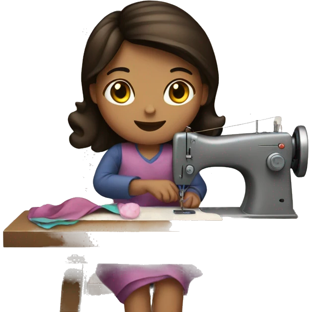 Brunette girl sewing  emoji