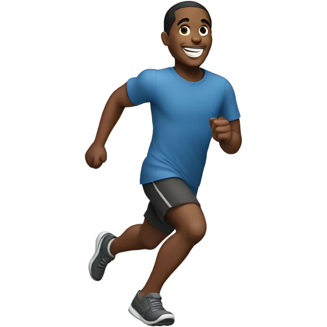 Black man run and smile emoji