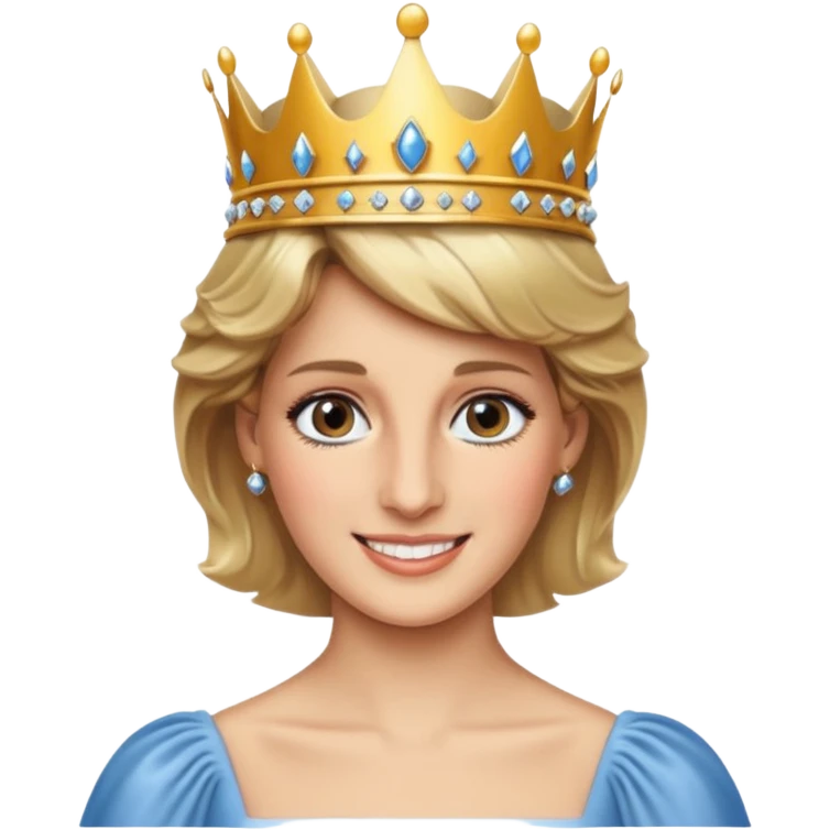 content face, Princess Diana with a crown emoji