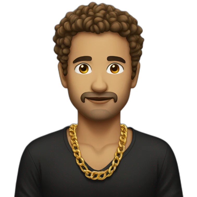 Morgenshtern wearing gold chain and black shirt emoji