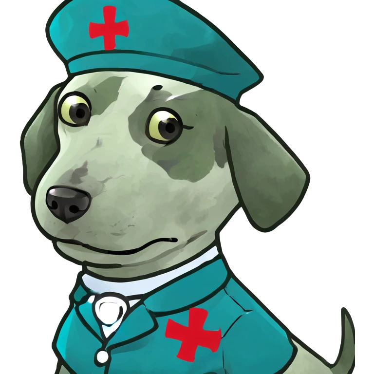A good boy ( a dog) that is also a nurse/hospital worker  emoji