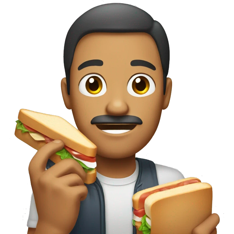 Dude sticking fingers into a sandwich emoji