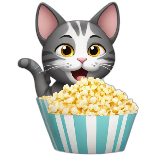 Cat eating popcorn emoji