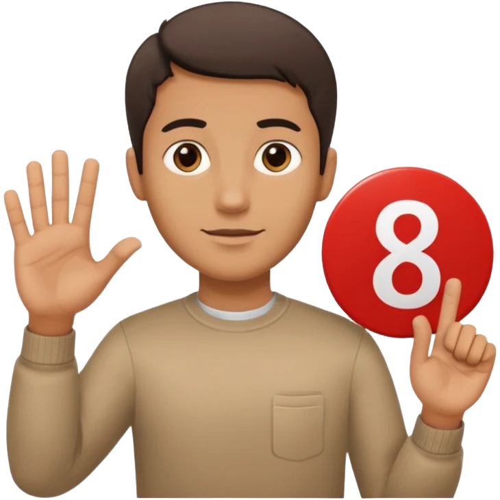 Un bonhomme tenant une pancarte avec le numéro 6 dans la main gauche et une pancarte avec le numéro 7 dans la main droite  emoji