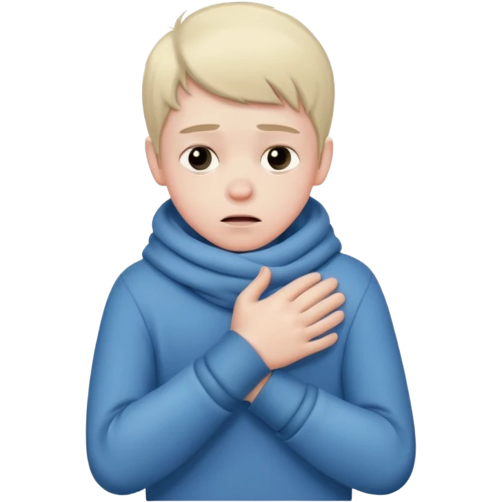 boy shivering in the cold rubbing his arms  emoji