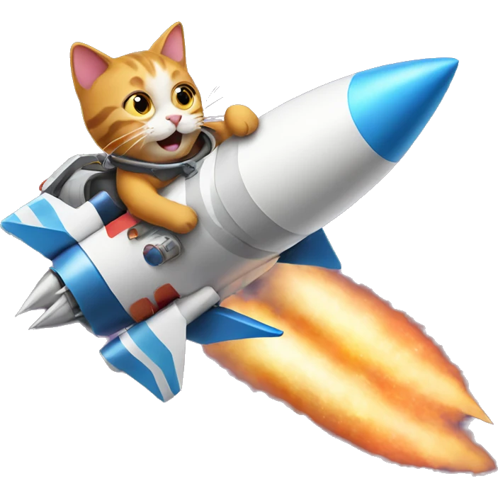cat riding a rocket emoji