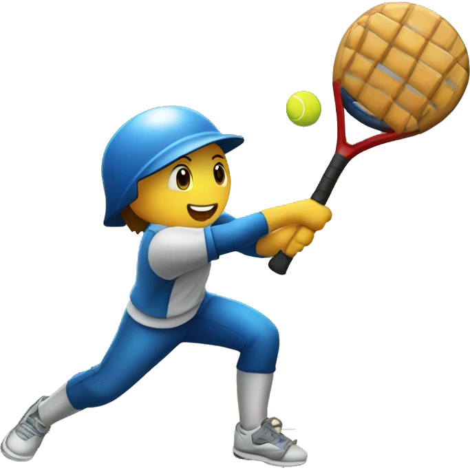 Emoji de carita feliz agarrando raqueta de pickeball emoji
