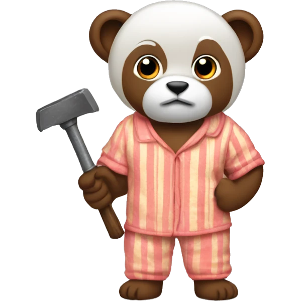 Kola in pajamas with hammer emoji