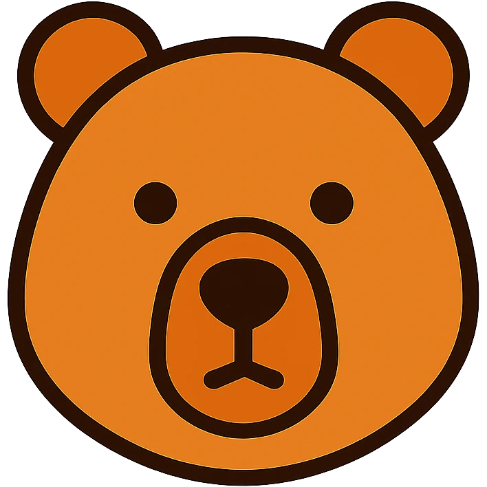 bear, lineal color outlined icon style, black outlines with color fill, playful and approachable emoji