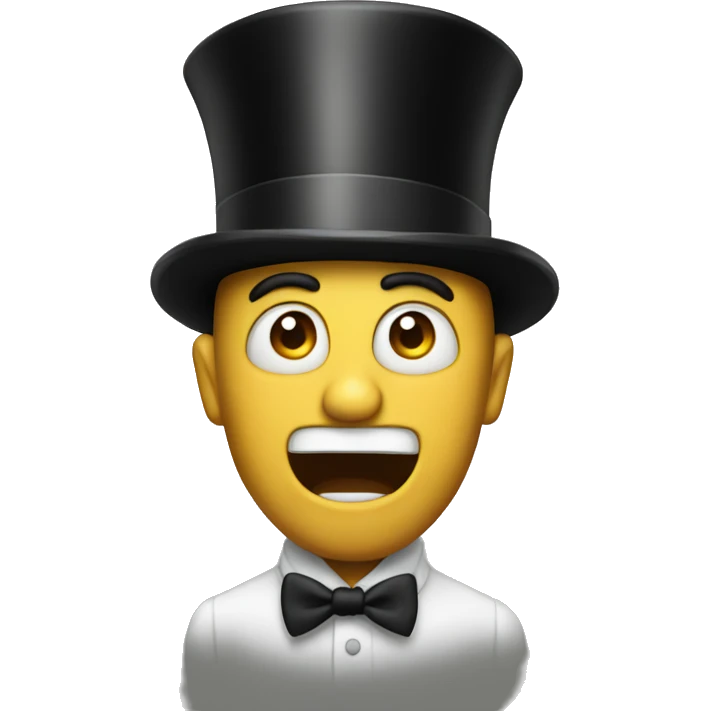 Man with a top hat and shocked emoji
