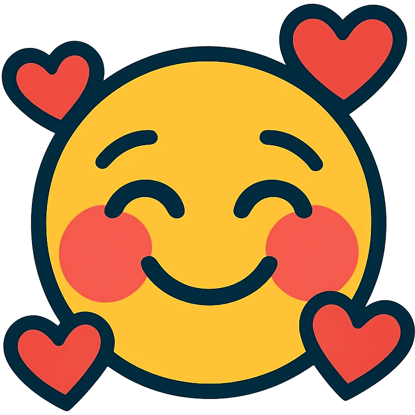 blushing face with hearts around it emoji
