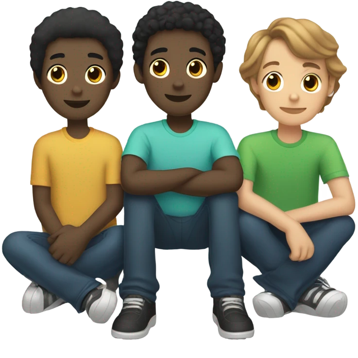Black lab with two white teenage boys with brown hair  emoji