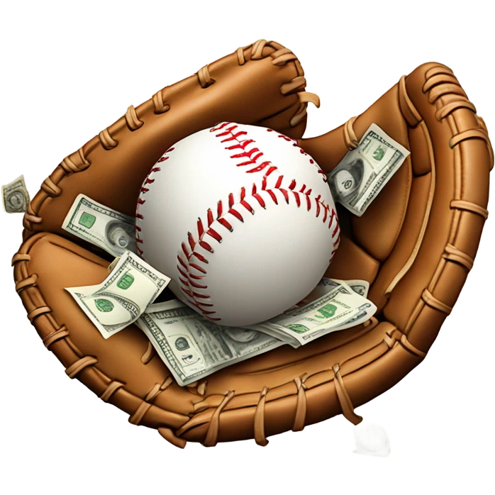 Catching money in baseball glove emoji