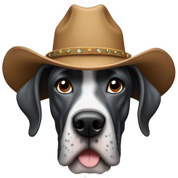 Great Dane in a cowboy hat emoji