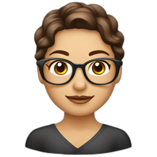 Quiero un emoji vestido de enfermera con cabello castaño, peinado de una cebolla o cabello suelto ondulado lentes color transparente, de piel pálida cejas gruesas emoji
