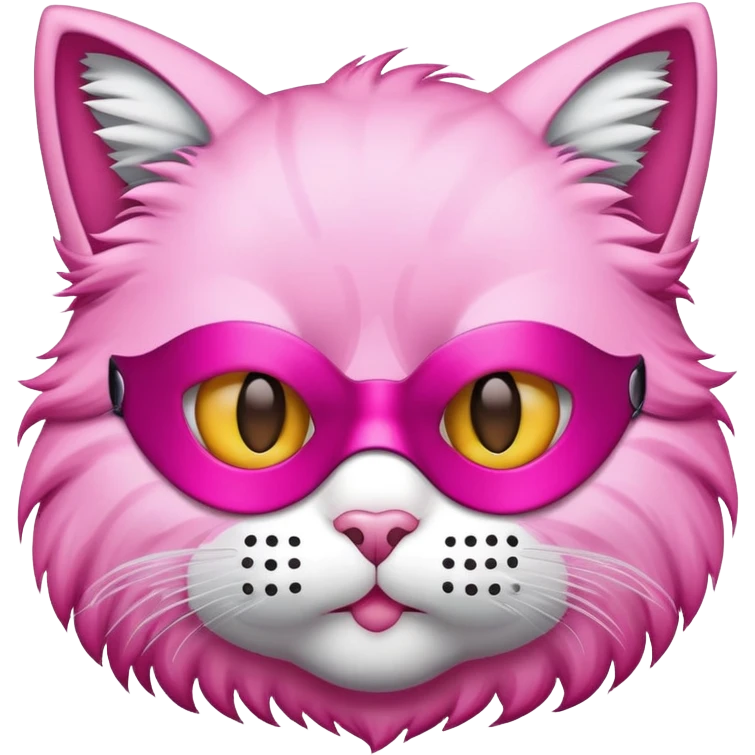 Emoji cat with pink fur and with mask emoji