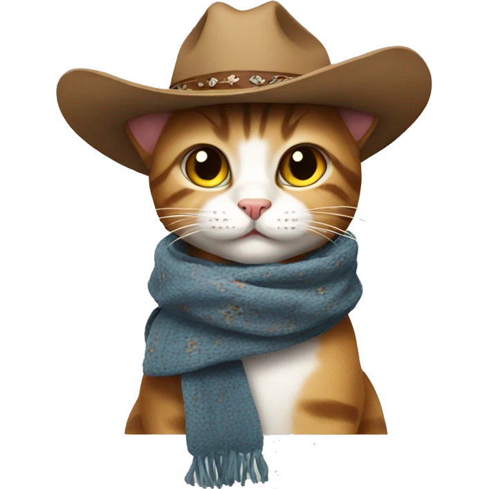 cowboy cat with scarf emoji