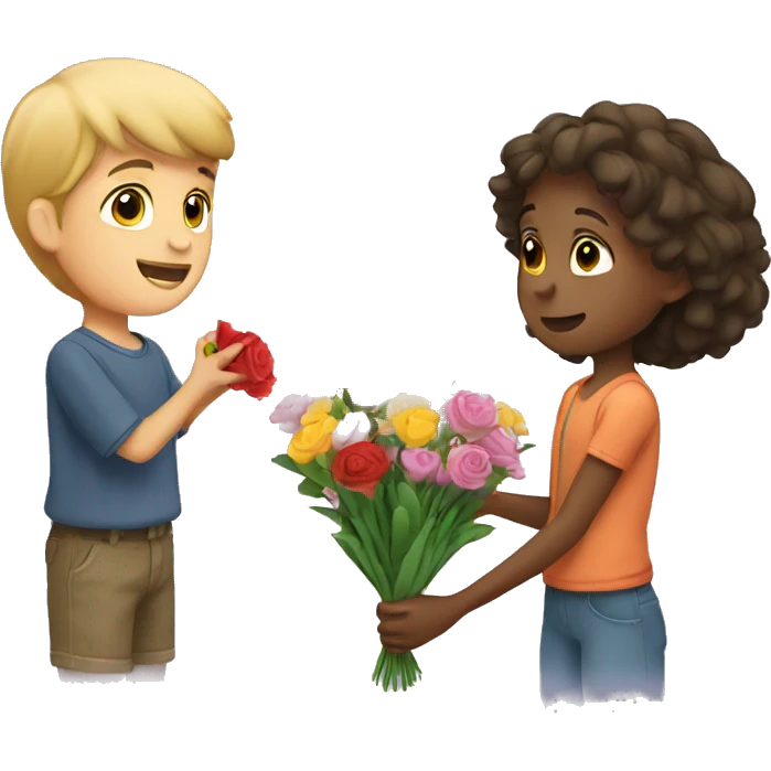 Boy giving flowers to a girl emoji