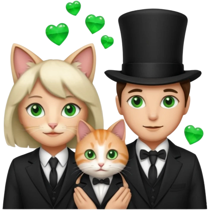 magician couple and their pet cat emoji