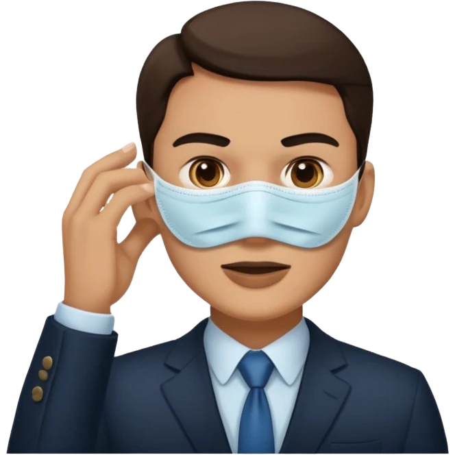 A business leader removing his mask (like Anonymous) indicating that he is revealing himself emoji
