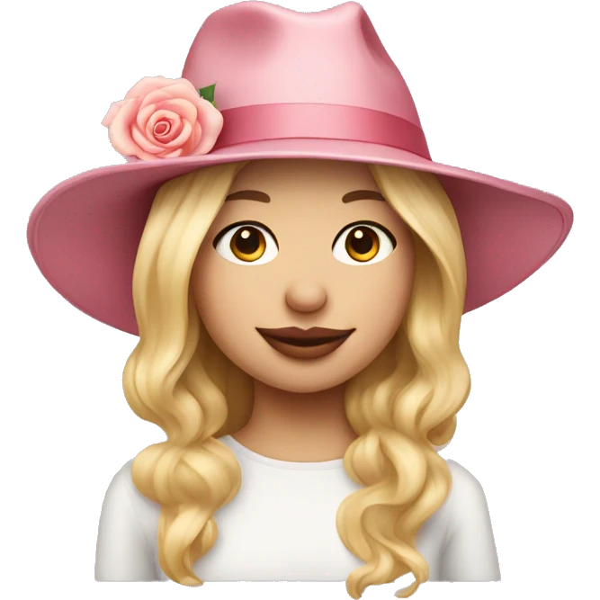 A blonde girl with rose pig nose and hat emoji