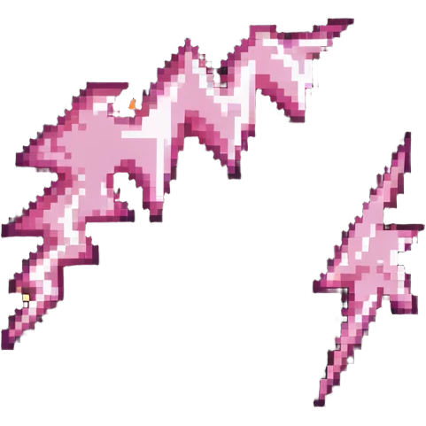 Pink lightning bolt with rock and roll stars emoji