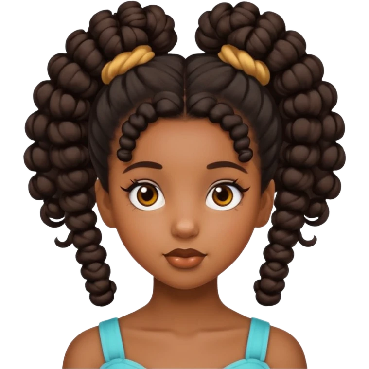 Black girl baddie with double Curly bun emoji