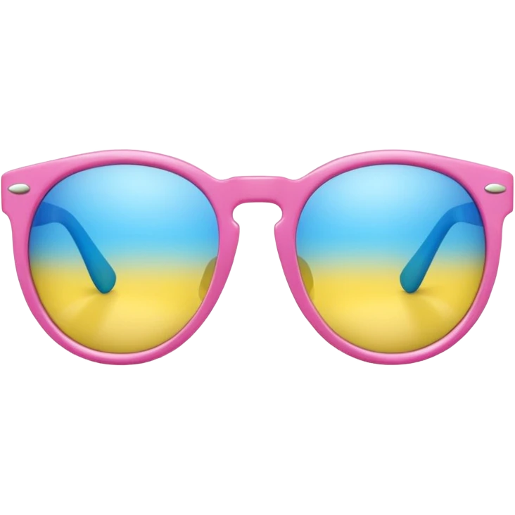 pink sunglasses with different lens, one blue and the other yellow  emoji
