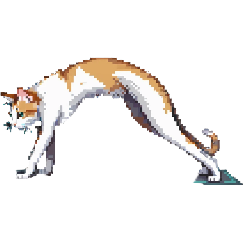 cat in downward dog yoga pose, triangle pose with raised hips emoji
