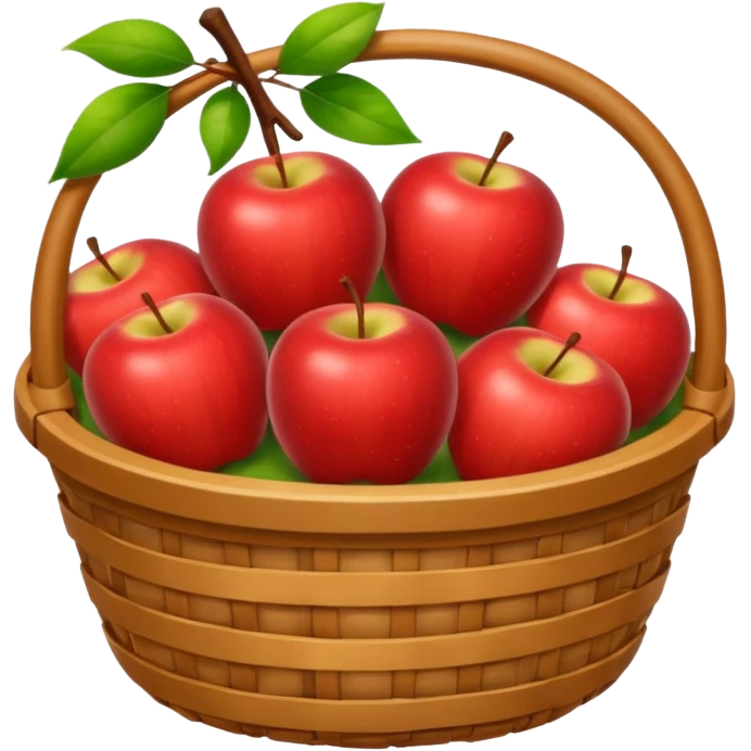 cozy basket of apples after apple picking ghibli style png emoji