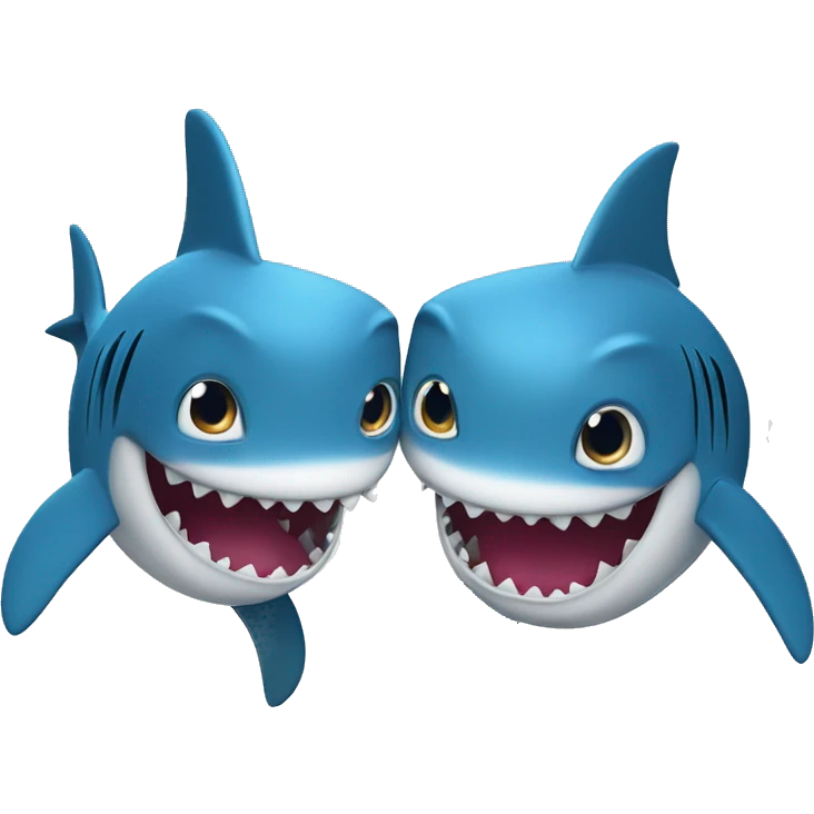two sharks in the rain in love emoji
