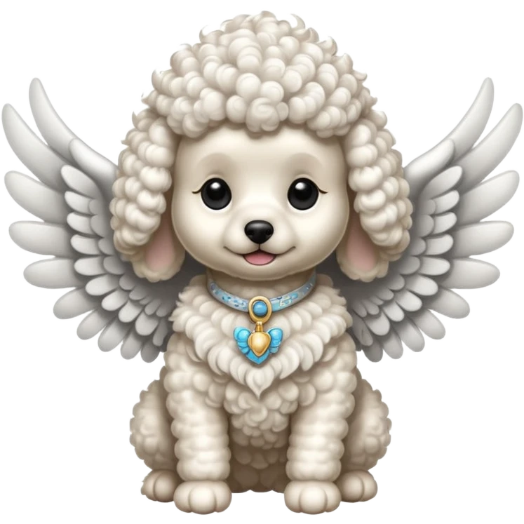 Perro french poodle mini blanco con Alas emoji