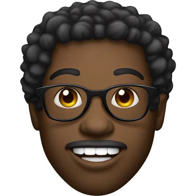 African-American guy with grills in mouth square framed shades, and low curly hair emoji