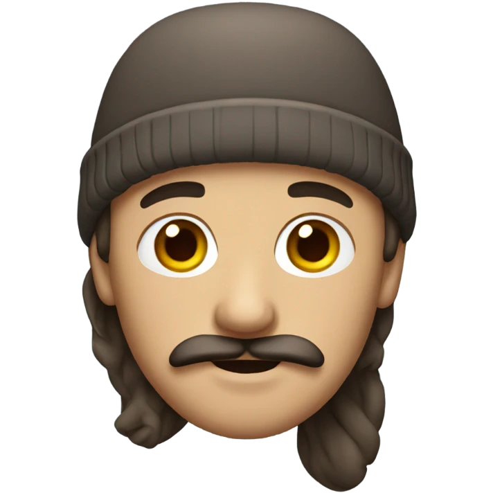 man with mustache, brown hair and a beanie on emoji