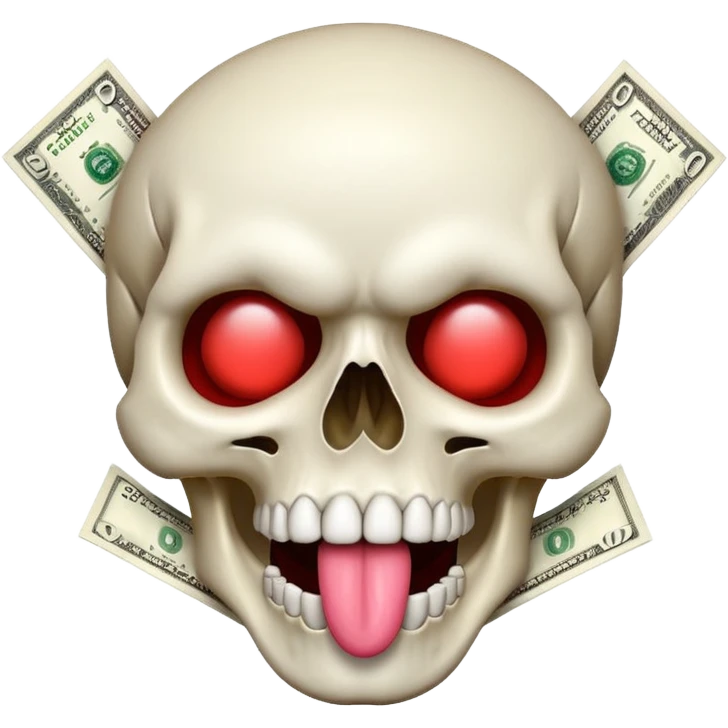 Money White Skull Emoji and Tongue Face emoji