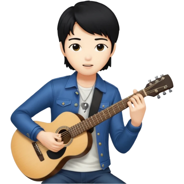 a kpop idol plying a guitar emoji