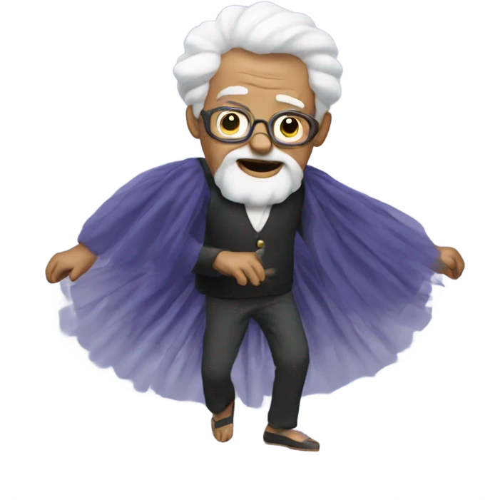an old man with a tutu on dancing emoji