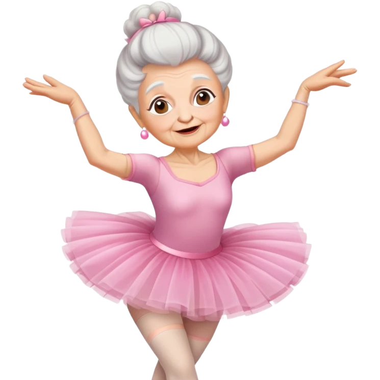 grandma in a pink tutu, dancing ballet emoji