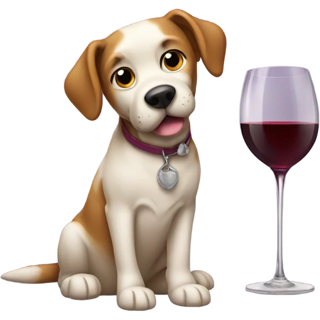 dog with glass of wine emoji
