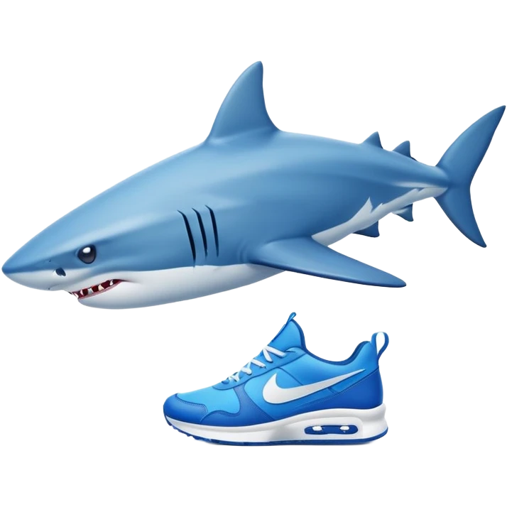 Tiburon con zapatillas azules nike emoji
