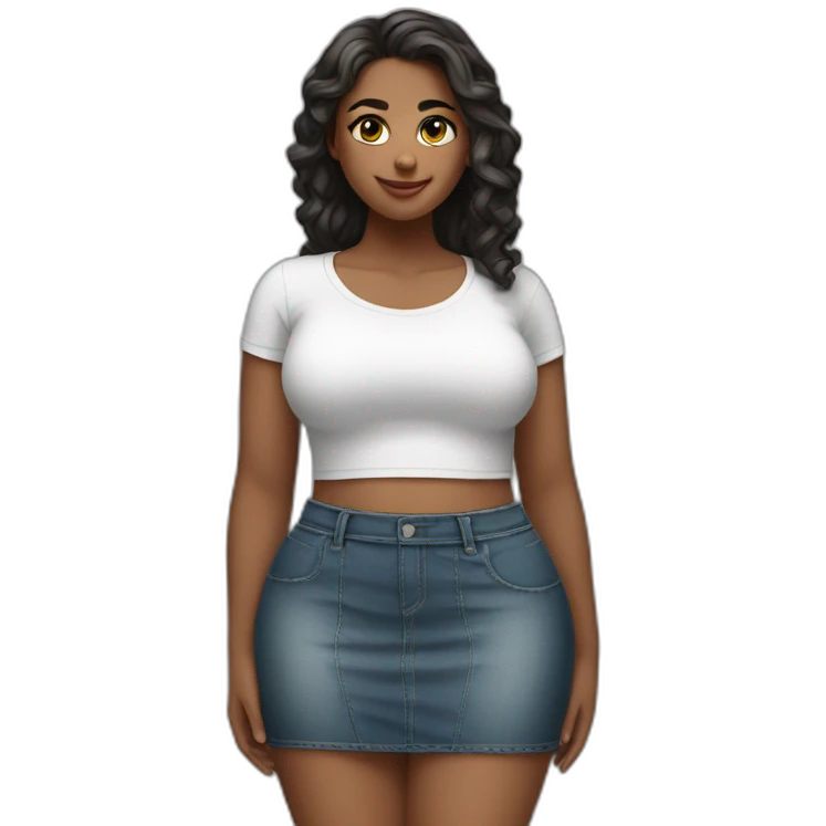 Full body Curvy girl in skirt white pandies emoji