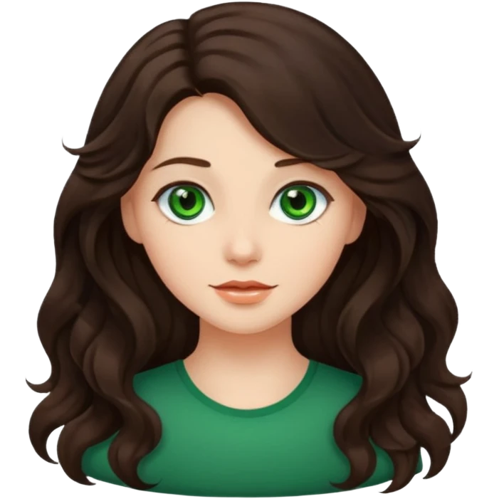 iOS style emoji. A girl with long dark brown wavy hair. emoji