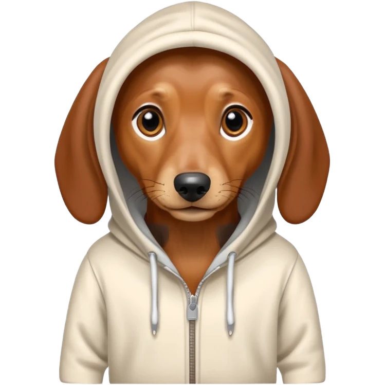 Dachshund wearing a hoodie emoji