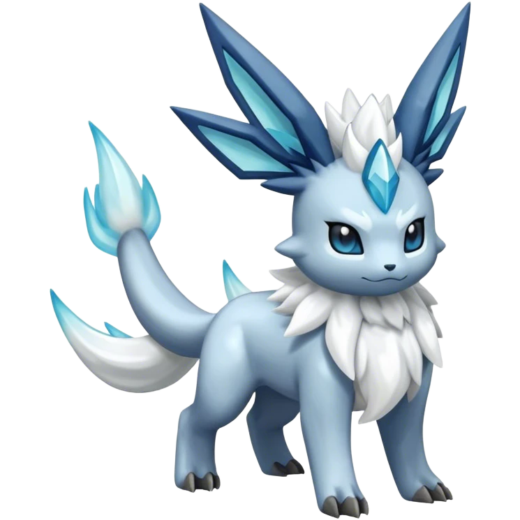 Fluffy ethereal celestial Kyurem-Glaceon-dialga-hybrid, full body emoji
