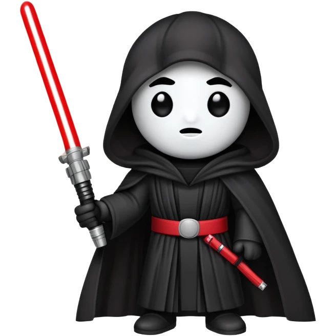 Oreo cookie with dark Sith lord robe and red lightsaber emoji